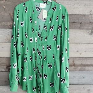 MAEVE Anthropologie NWT bulldog & Frenchie Shirt